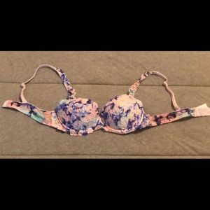 PINK Floral Pattern Date Push Up Bra